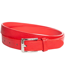 Smooth women's eco leather belt with silver buckle 2.3 cm