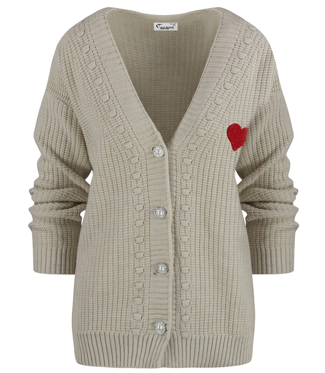 Warm and cozy women's sweater with decorative buttons and heart LOVE