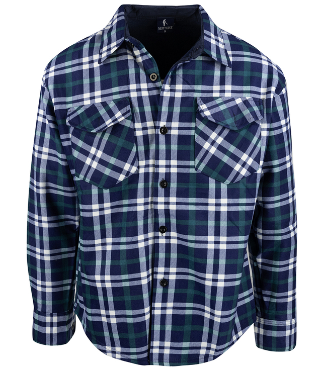 Warm men's checkered shirt with warming button-down classic