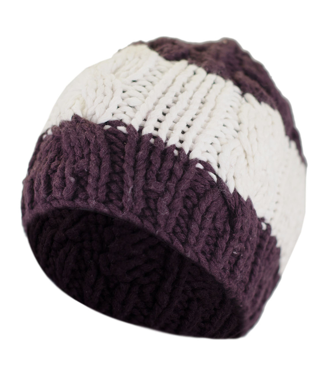 Warm winter hat with wool-cotton stripes