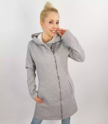 Long sweatshirt overlay asymmetric BASIC zipper