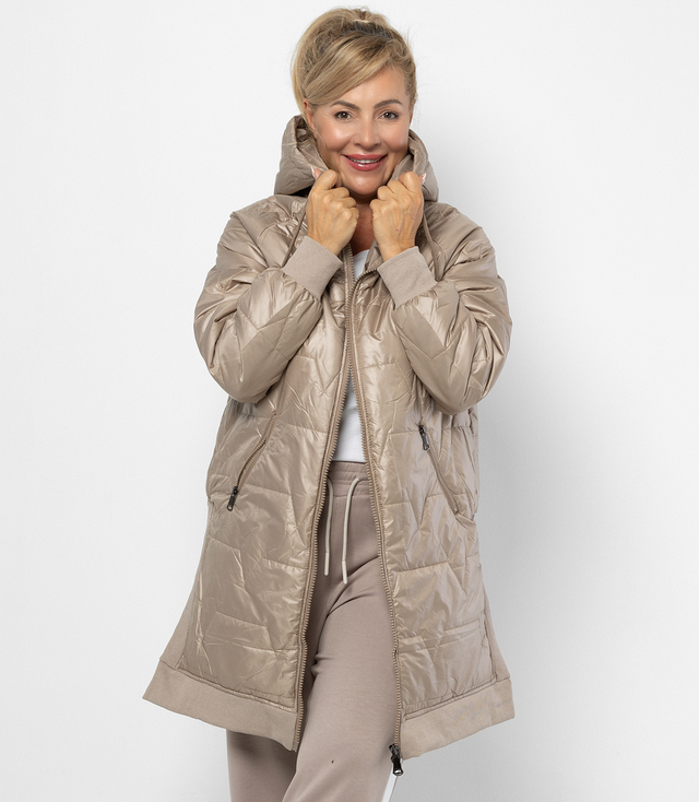 Long jacket with quilting and side slits ROMA