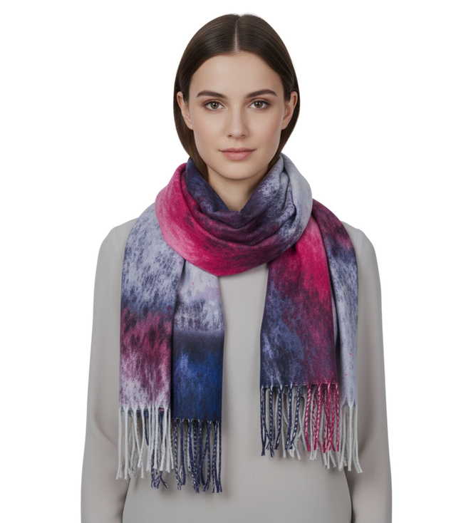 Fashionable multicolored shawl scarf with tassels