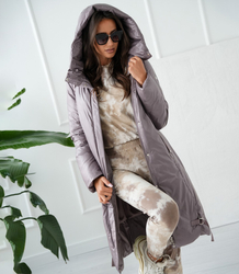 Long elegant women's winter coat insulated delicate sheen REGINA