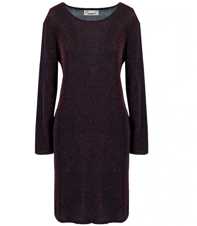 Elegant trapeze dress with glitter, midi length CELESTE