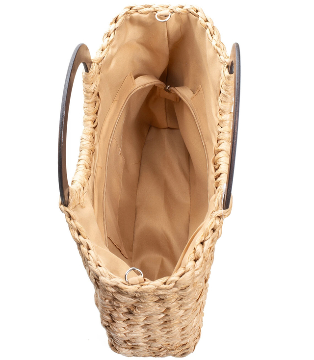 Large basket summer bag handbag braided wooden handles