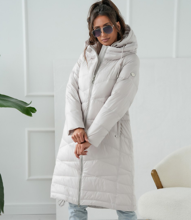 Long elegant quilted women's winter insulated coat SAMANTA