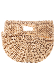 Summer semi-circular bag shoulder bag with braided fabric