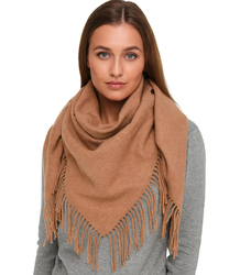 One-color shawl shlik scarf with fringe GRACE
