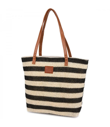 Large braided shoper bag with stripes