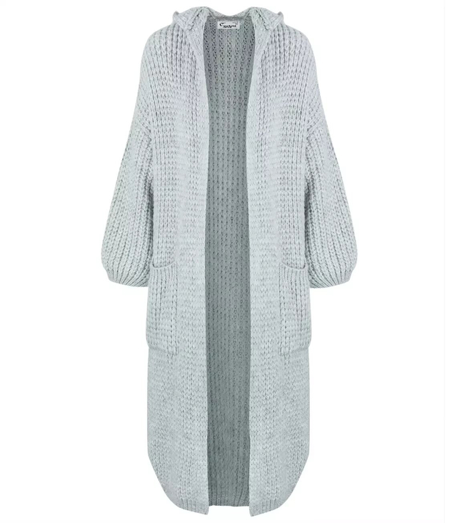 Long warm cardigan sweater thick weave VALERIA