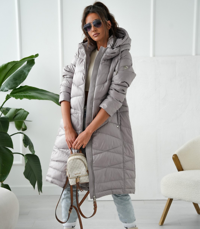 Long elegant quilted women's winter insulated coat SAMANTA