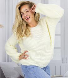 Striped sweater made of soft puffy sleeve material