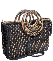 Large basket summer bag purse braided two-color bag