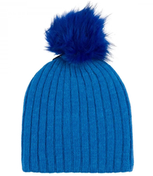 Warm ribbed women's cap with pom-pom autumn winter hat 