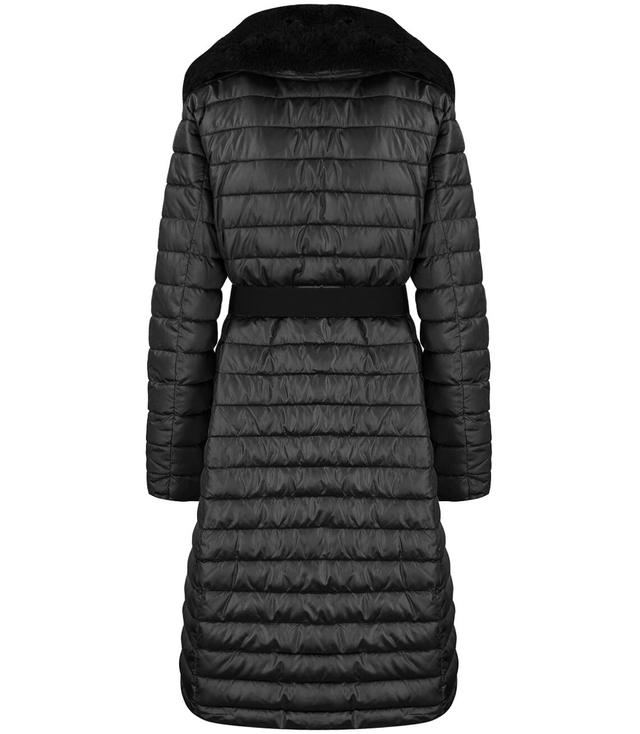 Quilted jacket coat with fur MARY