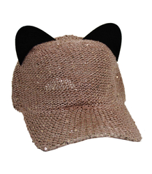 Braided cap with cat ears sequins