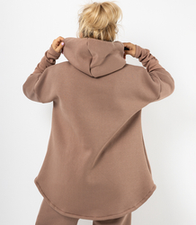 Women's sweatshirt with longer back and ribbed hem VERONICA