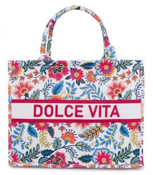 Large colorful shopper bag with DOLCE VITA lettering