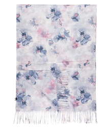 Women's scarf with floral motif and tassels elegant