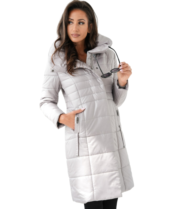 Long elegant quilted insulated coat for women AMELIA