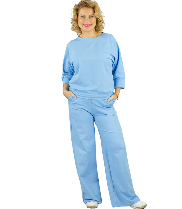 Women's sports tracksuit set cotton plain wide leg MIRANDA