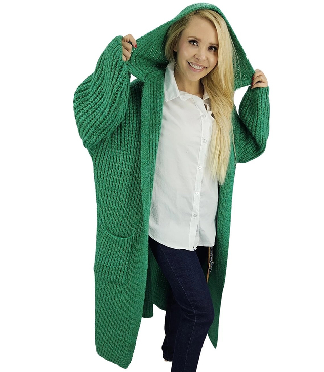Long warm cardigan sweater thick weave VALERIA