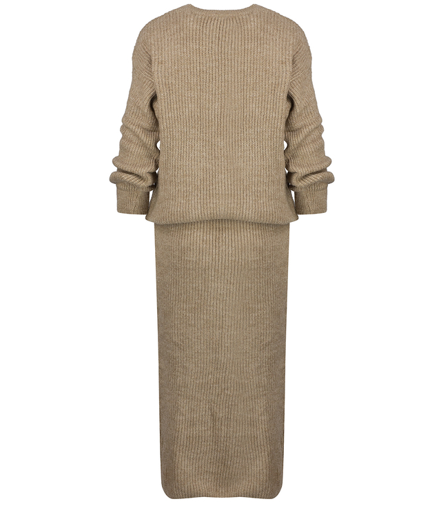 Knitted sweater + skirt set in solid color BELLA