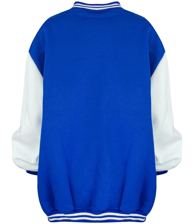 Loose, college-style baseball sweatshirt