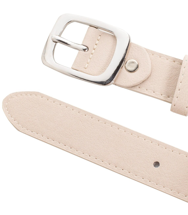 Smooth women's eco leather belt with silver buckle 3 cm