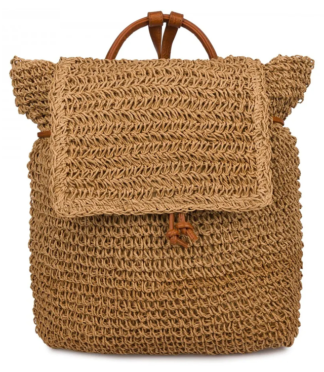Backpack boho braided straw summer stylish for summer 