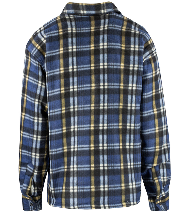 Warm fleece checked men's shirt insulated with faux fur