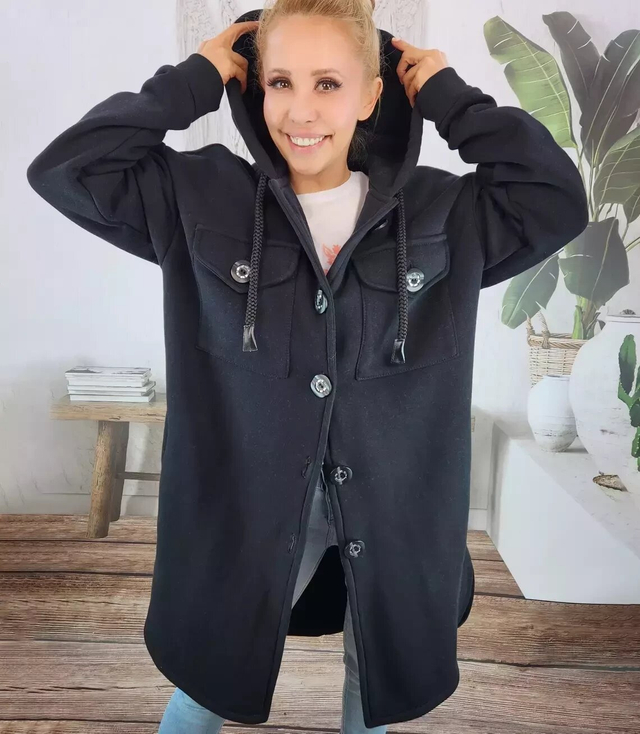 Warm long sweatshirt cotton shirt jacket