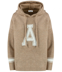 Warm women's sweater with a hood and the letter A Alicja