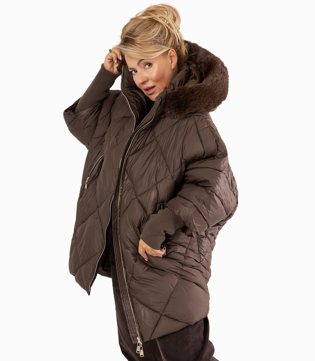 Kurtka zimowa oversize z kapturem i futerkiem NORDIC PUFF