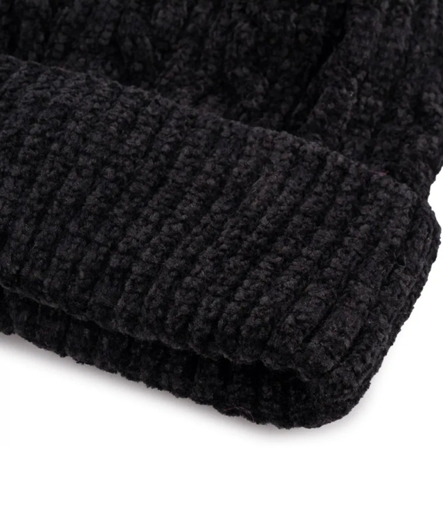 Warm women's cap with pom-pom autumn winter monochrome hat