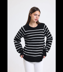 Warm women's fashionable striped sweater ANNA