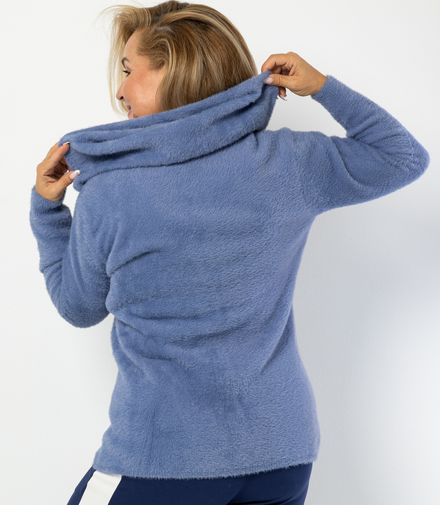 Warm cardigan sweater made of fluffy knit fabric GRAZYNA