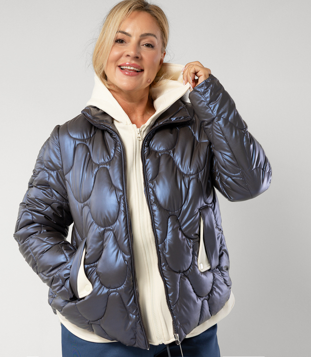 Quilted jacket with pearl sheen and tracksuit inserts ARIA