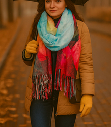 Square shawl scarf for women with tassels AGRAFKA