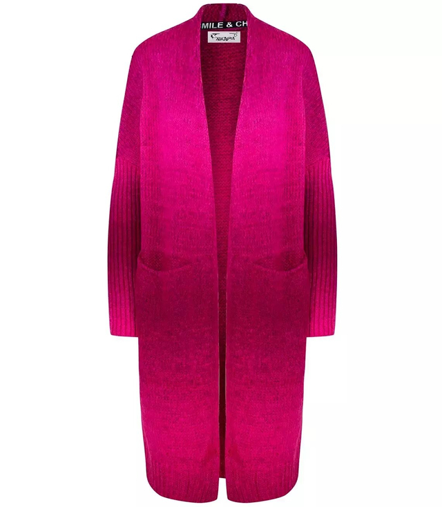 Long cardigan thick colorful ombre sweater