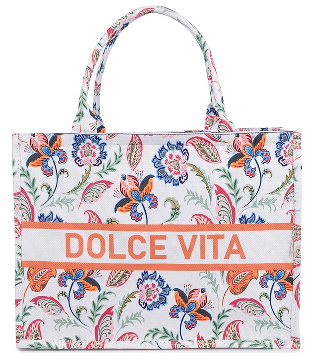 Large colorful shopper bag with DOLCE VITA lettering