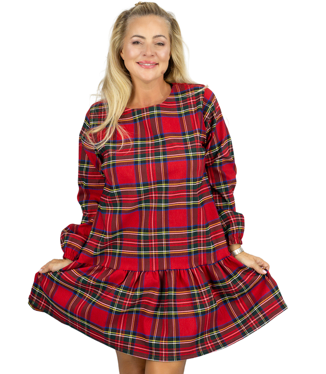 Women's blown-out checkered dress