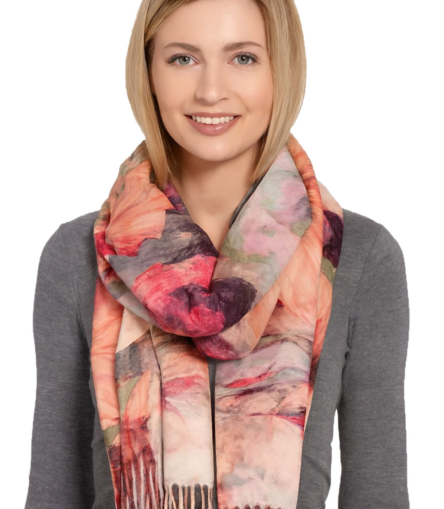 Square shawl scarf for women with tassels AGRAFKA