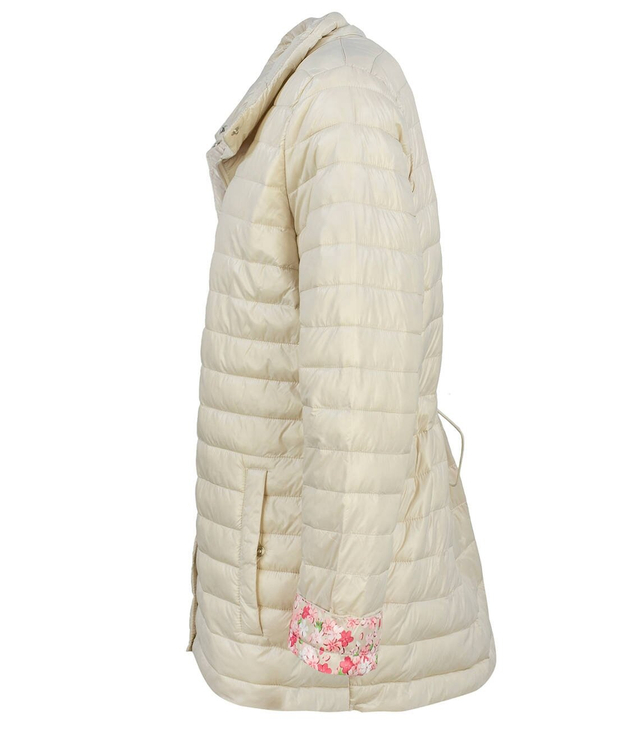 Short transitional quilted jacket with flowers