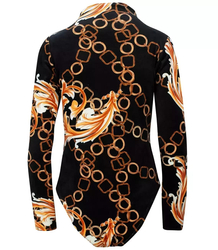 Velor body with turtleneck pattern and colorful print
