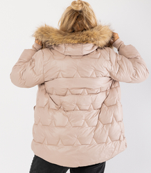 Pikowana kurtka zimowa z kapturem futerkiem ARIA PUFF PLUS SIZE
