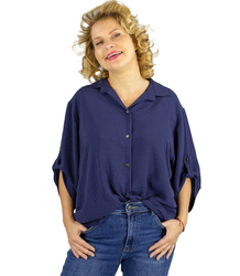 Elegant oversize shirt with decorative collar "VIVIANNE"