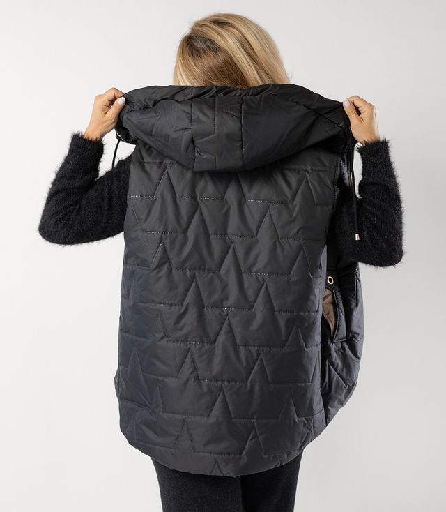 Women's quilted sleeveless hooded jacket MARINA