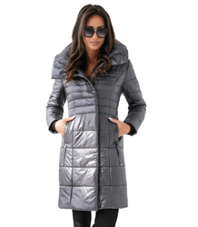 Long elegant quilted insulated coat for women AMELIA